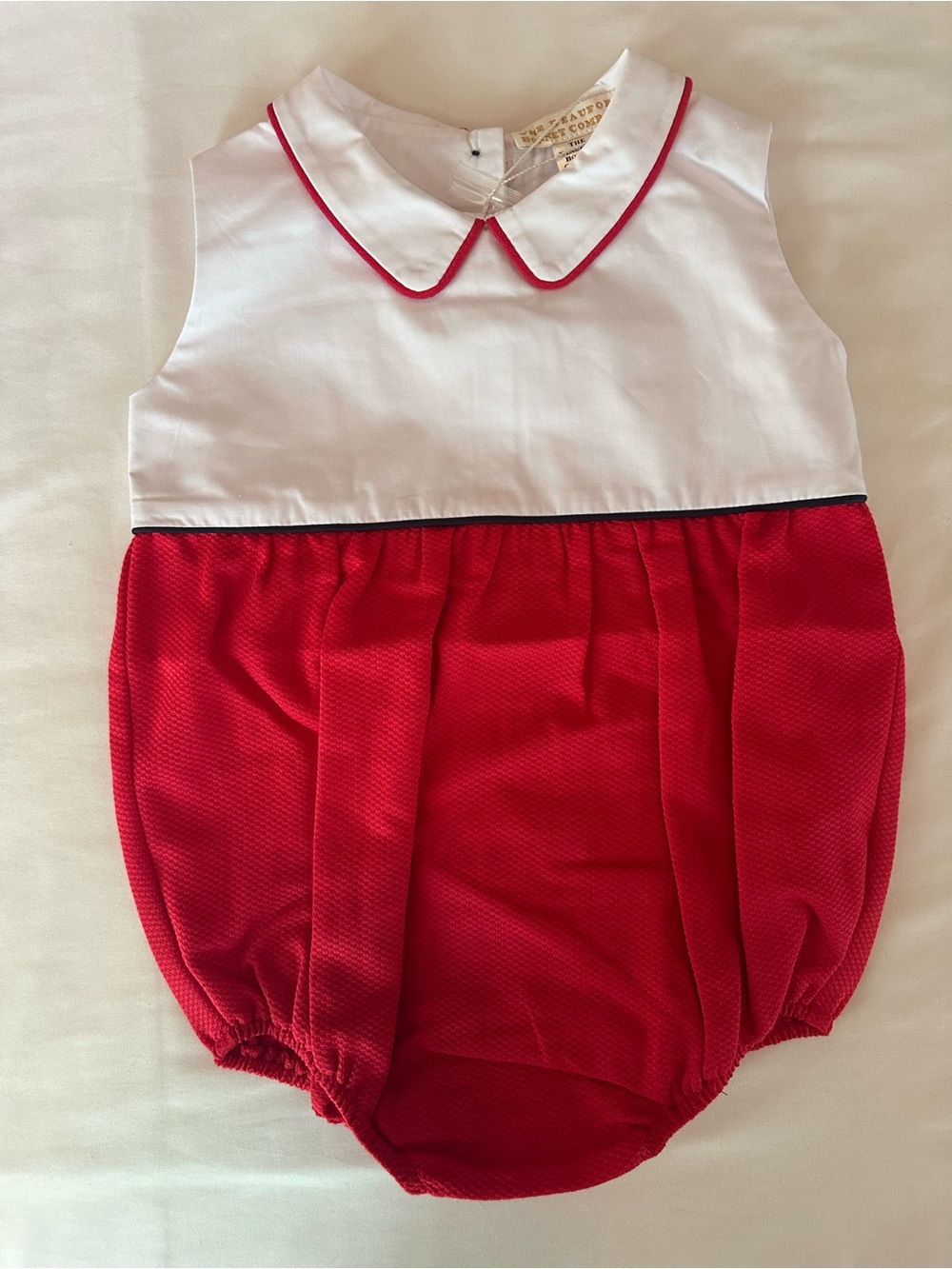The Beaufort Bonnet Company White and Red Peter Pan Collar Bradford Bubble